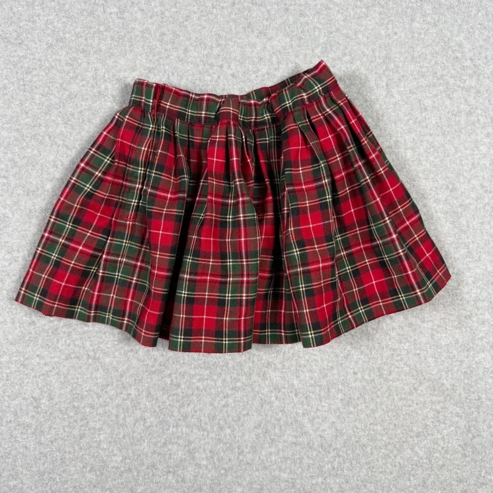 Janie and Jack Kids Red Preppy Tartan Plaid Wool Blend Pleated Skirt Size 5